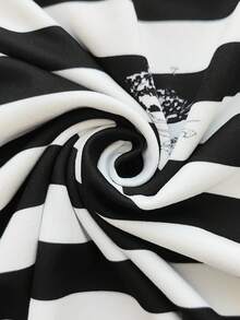 EMERY ROSE Randig t-shirt med lång ärm och lappmönster för kvinnor, avslappnad - Multifärgad - Visa 3