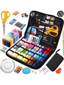 1pc Portable Sewing Kit With Thread Scissors Needles Measuring Tape For Emergency Repairs Travel Home Use Storage Bag Suitable For Beginners Adults Travelers​ - Multicolor - View 1