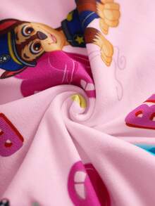 SHEIN | PAW Patrol 2pcs Young Girl Cartoon Puppy Print Crew Neck Long Sleeve Top And Pants Comfortable Stretchy Pajama Set - Pink - View 3