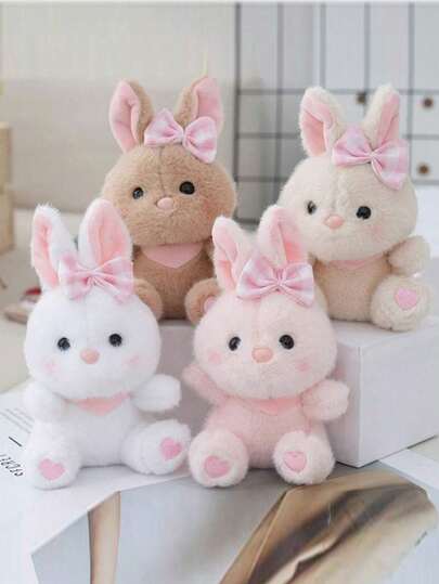 POKOJA LAND 4 món đồ chơi nhồi bông hình thỏ Phục Sinh, kích thước 15cm/5.90in, hình thú dễ thương có nơ, thú nhồi bông trang trí, quà tặng sáng tạo cho trẻ em, tiệc sinh nhật, trang trí nhà cửa, phòng bé gái.