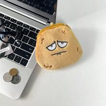 Joivida 1个可爱笑脸黄色土豆零钱包，卡通阳光土豆毛绒收纳袋，钥匙扣小包，卡哇伊包包挂饰 - 卡其色 - 查看 7