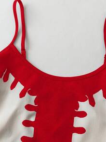 Vestido de mujer con diseño floral, tirantes finos, de estilo casual y vacacional, nueva llegada - Rojo - Ver 5