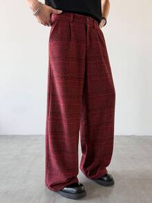 Manfinity Hypemode Quần tây nam kiểu dáng cổ điển, họa tiết kẻ caro, túi xéo, thích hợp cho mùa Thu/Đông. - Nhiều màu - Xem 5