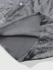 ROMWE MEN 男士短袖时尚前扣休闲度假衬衫 - 銀色 - 查看 5