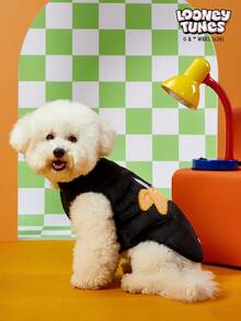 LOONEY TUNES X PETSIN 1件刺绣黑色鸭子宠物猫狗通用黑色带防滑扣毛绒保暖舒适无袖防滑外套 - 黑色 - 查看 2