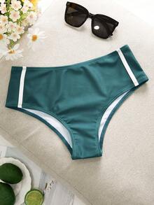 Swim SPRTY Women's Green Letter Print Fixed Triangle Bikini Bottoms, Summer Sports Swimwear & Beach - Green - View 4