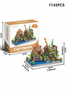 Capybara Capybara Building Block Pencil Case/Panda Pencil Case DIY Creative And Educational Assembly Block Model Ornaments Ornaments Multifunctional Office Supplies Cosmetics, Handicrafts Storage Box Perfect Birthday Gift One