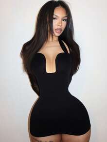 Slaydiva 2025 New Elegant Sexy Halter Neck Mesh Bodycon Mini Dress, Suitable For Party, Birthday, Bar, Nightclub, Valentine's Day, Halloween, Christmas