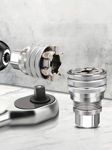 1 Buah Kunci Sok Universal yang Dapat Diatur untuk Metrik Standar 10-19mm 38-34 Inci, Kunci Ratchet, Soket Penggerak yang Dapat Diatur untuk Penggerak 38, Kunci Torsi Ratchet, Bor Listrik - Perak - View 6