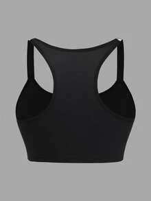 INAWLY Áo tank top nữ cỡ lớn không tay, bóng, ôm sát, có gân, thoải mái, kiểu dáng thường ngày. - màu đen - Xem 2
