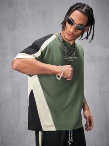 Manfinity VCAY Men's English Letter Print Loose Knit Short Sleeve T-Shirt Set - Multicolor - View 4