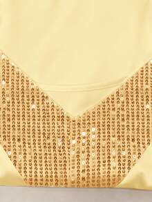 Franclia 女士时尚亮片拼接吊带背心，夏季 - 金色 - 查看 3