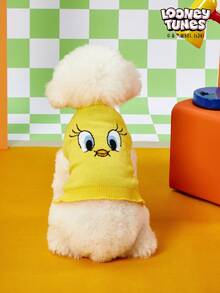 LOONEY TUNES X PETSIN 1件宠物猫狗通用棕色杰瑞卡通图案提花高领弹力舒适保暖狗毛衣