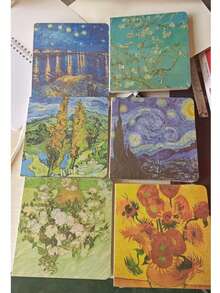 1pc/4pcs Van Gogh Sketch Book, 200 Pages, Blank Paper, Travel Sketchbook, Portable, Hand Drawing, DIY Painting Book, Art Painting, Painting Art Supplies - 14cmx14cm - View 9
