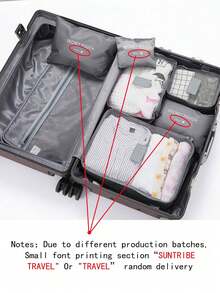 Set 6 Tas Penyimpanan Perjalanan, Organizer Serbaguna dengan Tas Kosmetik & Kantong Kebersihan, Tas Koper Lipat Anti Debu untuk Pakaian, Sepatu, Pakaian Dalam, Perlengkapan Penyimpanan Lemari untuk Kamar Tidur dan Sekolah - MultiWarna - View 9