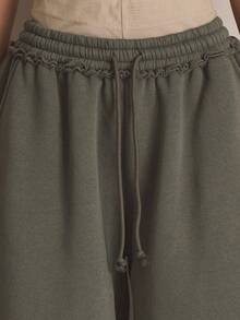 MUSERA Double Layer Waistband Elasticated Tie Waist Wide Leg Joggers Tracksuit Bottoms Summer, Sporty, Casual, Day, Streetstyle, Streetwear - Multicolor - View 3