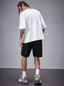 Manfinity NXTstreet Men's Loose Digital Print Short Sleeve T-Shirt Set - Black and White - View 3