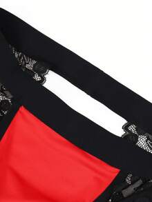 DrisQ Fashionable Alluring Bright Red & Black Lace Waist Sexy Men's Underwear - Red - View 6