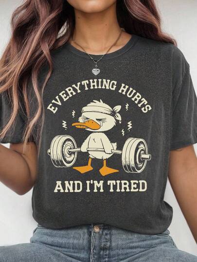 Flirla Nuevos suéteres de punto ajustados y camisetas de mujer de manga corta con estampado de pato, de estilo casual y de moda para fitness