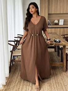 Áo cánh dài tay ve da lộn cỡ lớn thanh lịch cho nữ, mùa thu/đông - màu nâu - Xem 8