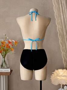 Bellisia Women's Floral Print Halter Tie Sexy Bikini Swimsuit Set, Summer Beach - Multicolor - View 2