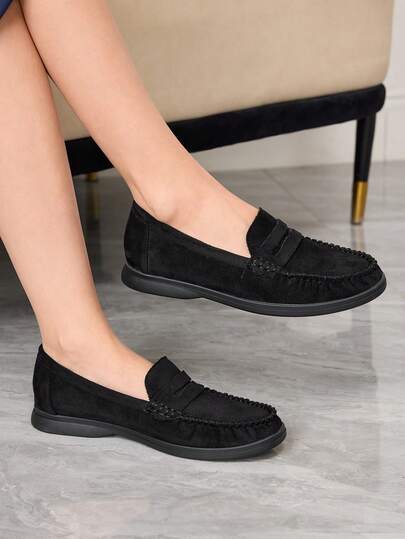 Sleekvia Women's Fashionable Coffee-Colored Suede Comfortable Casual Loafers, Suitable For Outdoor, Shopping, Work, Daily Wear