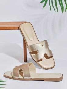 SHUZIA 女士舒适日常夏季度假休闲平底凉鞋 - 金色 - 查看 5