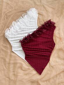 Soleia 女士优雅不对称下摆单肩上衣，夏季 - 彩色 - 查看 5