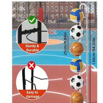 1 meerlaags opbergrek voor sportballen, geschikt voor basketbal, voetbal en volleybal. Een onmisbaar accessoire voor thuis, in de garage of woonkamer.