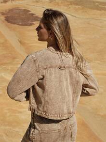 MOTF STUDIO WOMEN'S WASHED DENIM SHORT JACKET AND COAT, SPRING/SUMMER - Pink - View 5