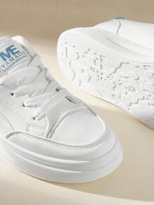 CUCCOO EASI Giày thể thao nữ đế dày buộc dây màu trắng, kiểu dáng casual, đa năng, chống thấm nước, thời trang xuân/thu 2026. - Màu xanh lam - Xem 4