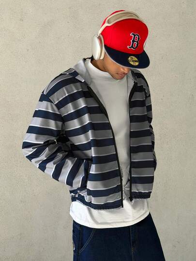 STEELVANCE Men's Wide Stripe Hoodie Sweatshirt New Vintage