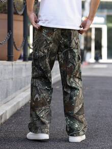 Manfinity EMRG Men's Casual Fashion Street Vintage Loose Fit All-Over Tree Branch Print Flap Pocket Straight Leg Cargo Jeans Men Army Pants - Multicolor - View 2