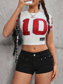 SHEIN Tall Women's Fashion Casual Y2K Tall Denim Shorts