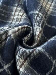 Toddler Boys' Casual Plaid Shacket With White Short Sleeve Tee And Navy Blue Pants Outfit - Multicolor - View 7