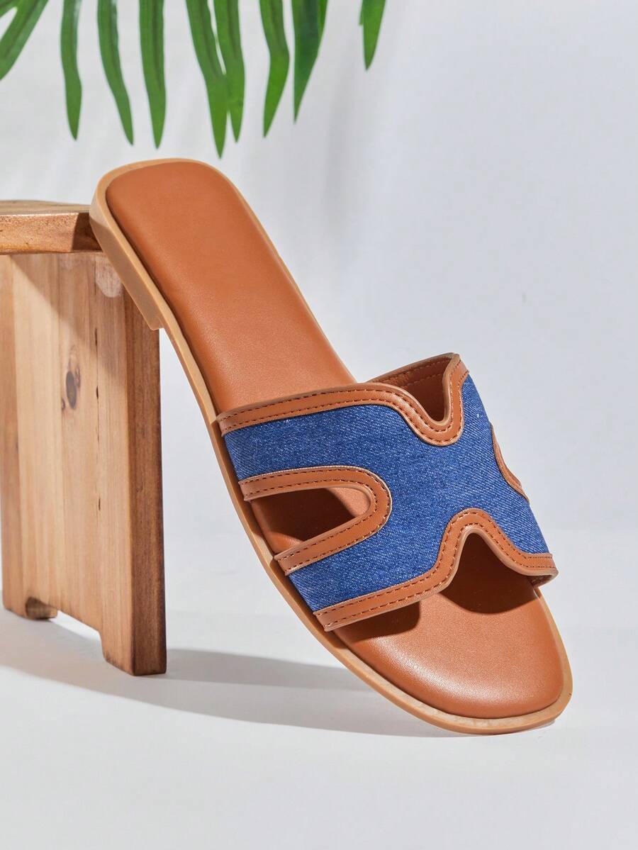 SHUZIA Women's Fashion Comfortable Cut-Out Flat Sandals Valentine's Day - Navy Blue - View 1