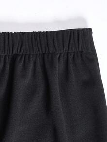 SHEIN Váy quần kiểu dáng thành thị dành cho bé gái tuổi teen, trang trí nơ, thời trang và đa năng cho mọi dịp. - màu đen - Xem 3
