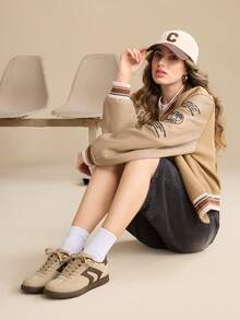 CUCCOO EASI 2026 New Spring Women's Retro Versatile Casual Sports Shoes, Flat White Sneakers - Beige - View 10
