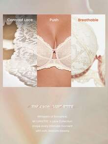 LUVLETTE Plus Full Coverage Breathable Unlined  White  Lace Elegance & Mesh Keyhole Detail Lingerie Lounge Curve Sheer Minimizer Bridal Intimates - White - View 7