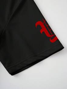 Manfinity LEGND Men's Letter Print Round Neck Short Sleeve T-Shirt And Drawstring Waist Shorts Casual Outfit