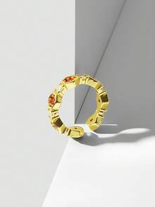 MOTF PREMIUM 18K GOLD PLATED DIAMOND RHOMBUS SINGLE RING - Orange - View 3