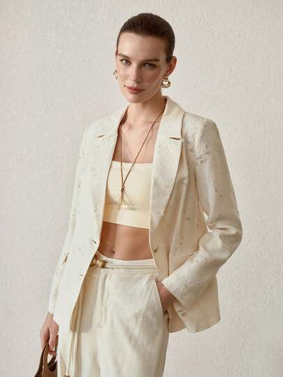 MOTF PREMIUM FASHIONABLE LAPEL COLLAR JACQUARD BLAZER FOR WOMEN, ELEGANT STYLE, SPRING/SUMMER