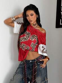Coolane Maglietta da baseball oversize con stampa numerica, abbigliamento sportivo vintage da donna per festival estivi - Multicolore - Visualizzare 5
