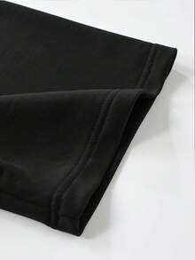 ROMWE MEN 男士印花短袖T恤，宽松版型 - 黑色 - 查看 4