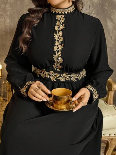 EMERY ROSE A Large-Sized Woven Elegant Autumn Dress For Women Abayas Dubai Luxury Butterfly Abaya Arabic Dress Abaya For Women Dubai Black Abaya