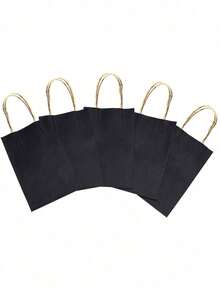 1/6/12/14 pièces, Petit sac cadeau noir avec poignée, fabriqué en papier kraft, convient pour les anniversaires, mariages, Saint-Valentin, enterrements de vie de garçon, enterrements de vie de jeune fille, baby showers, cadeaux de mariage, emballage cadeau de Noël, sacs de fête, enterrements de vie de garçon et autres occasions - Noir - Voir 5