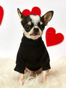 PETSIN 1件 脚印爱心情人节印花宠物黑色运动风加厚保暖春秋季宠物服装 - 黑色 - 查看 5