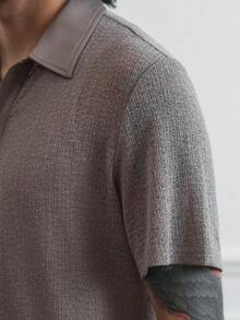 HUEFORM 男士休闲精致通勤居家短袖衬衫 - 卡其色 - 查看 7