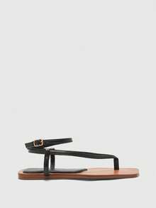 CUCCOO BIZCHIC Women's Simple Fashion Casual Flat Sandals For Daily Wear Valentine's Day - Black - View 2