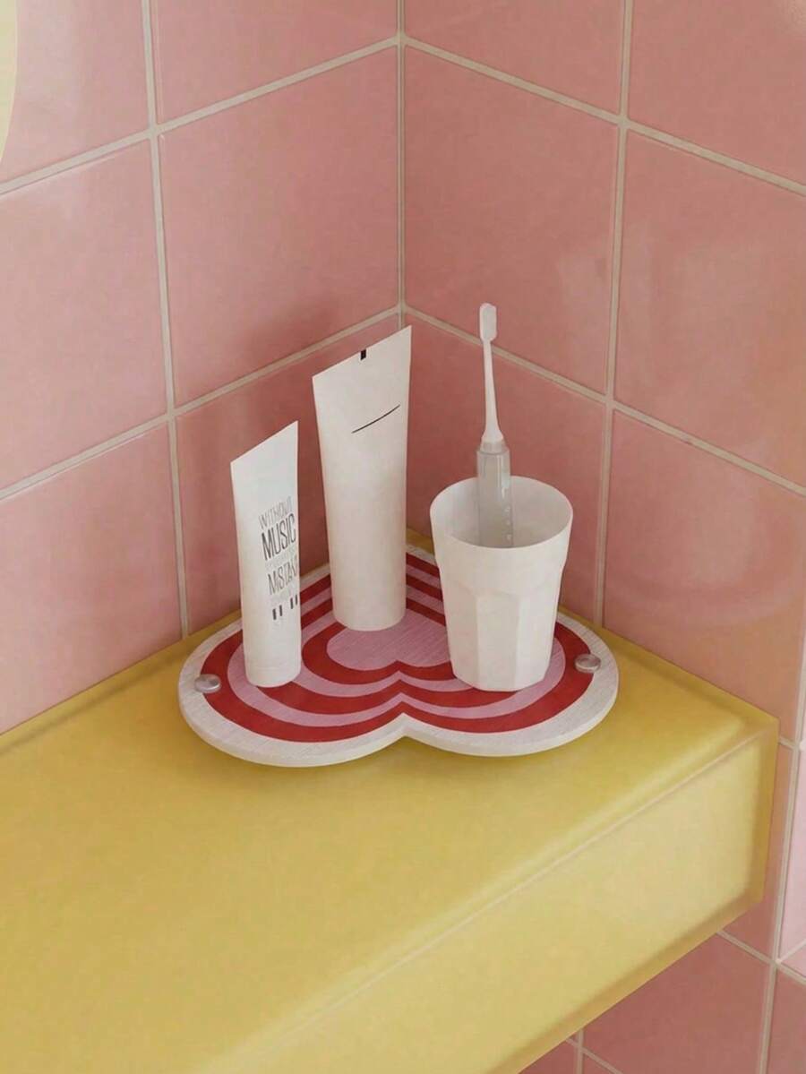 Joivida Cartoon Heart-Shaped Diatomite Absorbent Mat Multi-Functional Drainage Storage Rack For Bathroom Hotel Vanity - Multicolor - View 1